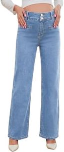 BLENCOT Maternity Jeans for Women Adjustable High Waisted Stretchy Straight Leg Pregnancy Clothes Denim Pants Pregnant Outfits with Pockets Medium Light Blue
