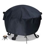 Flymer Fire Pit Cover, Round Fireplace Firepit Covers Heavy Duty 420D Oxford Fabric with Thick PU Coating Waterproof Patio Fire Bowl Cover-66x31cm(Black)
