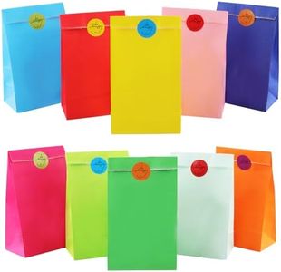 Bolsas de Regalo, Vexillic 60 Piezas Bolsas de Papel Kraft Colores Bolsas Chuches Cumpleaños con Pegatinas para Fiestas (10 Colores)