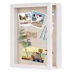 Love-KANKEI 11x14 Shadow Box Display Case, with Linen Medals Photos Memory Box, White