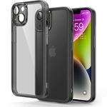 Honeyview Colored Clear Case for iPhone 14 with Matte Border, Built-in Camera Lens Protector, Non-Yellowing, Shockproof, Armour Phone Cover for Apple iPhone 14 5G - Black