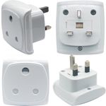 South Africa 3-pin Large Plug Type M (NOT Indian Type D plug) Adapter Convert to 3-pin UK Socket, BS 8546 Approved, Safety Protection Design, Flame Proof, 13A Fuse with Safety Shutter (4 Pieces White)