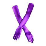 DreamHigh Women's Evening Party 21" Long Satin Finger Gloves (Violet)