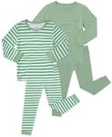 JunNeng Bamboo Viscose Pajamas for Toddler 4 Piece Baby Boys & Girls Snug Fit Long Sleeve Striped PJs Sleepwear,11-12 Years