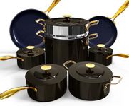 Nuwave 13pc Duralon Blue Luxury Edition Cookware Set, Healthy, Diamond Infused Nonstick Ceramic Coating, Stay-Cool Handles, Induction Ready, Compatible on All Cooktops, PFAS Free, 31911