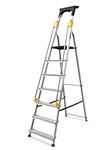 Drabest PRO SERIES LADDERS 7-Step Aluminum Household Ladder with Handrails 150 KG - - Aluminum Step Ladder – Ladders Multi Purpose – Folding Foldable Step Ladder – Aluminium Ladders – 50 x 217 x 12 cm