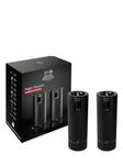 PEUGEOT - Duo Rechargeable Electric Pepper Mill + Salt Mill, Line u'Select 15 cm - Peppercorns + Rock Salt Included - 6 Pre-Set Grind Settings - Aluminum - Matte Black Finish