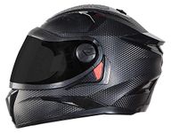 Steelbird 7Wings Robot Opt Dashing ISI Certified Full Face Helmet (Black with Smoke Visor, Large 600 MM), Thermoplastic, Motorcycling