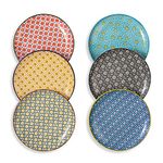 Dessert Plates Set Ceramic Plate - Porcelain Appetizer Salad Plates 8 inch - Flat Kitchen Colorful Plate with Pattern for Breakfast | Lunch | Dinner - Microwave | Oven | Dishwasher Safe - Set of 6