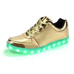 Padgene Women's Men's LED s Up Shoes Luminous Flashing Trainers USB Charging Lace Up Couples Shoes-Best Gift, Gold, 9.5 UK