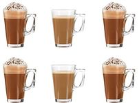 Ever Rich ® Tea Coffee Latte Glass Cup Mug 240ML X 6 Glasses (Option 2)