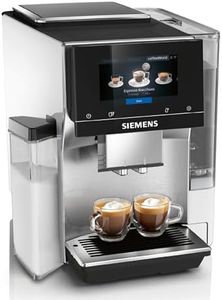 SIEMENS, machine à café à grain automatique, EQ700, écran iSelect, coffeeWorld, Cold Brew, Slow Brew, bac à lait, adaptateur briques de lait, Home Connect, acier inoxydable, blanc, TQ715R03 integral