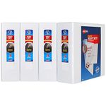 Avery 3" Heavy-Duty View 3 Ring Binders, One Touch Slant Rings, 700-Sheet Capacity, White, 4 Pack (79745)