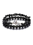 CrystalTears Black Obsidian Crystal Bracelets for Women Natural Healing Gemstone Black Obsidian Beaded Bracelet Butterfly Charms Stone Layered Bracelet Gifts for Women Girls