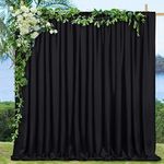 2 Pieces 5ftx10ft Black Polyester Backdrop Curtains Wedding Backdrop Drapes Photo Background Birthday Party Halloween Decorations