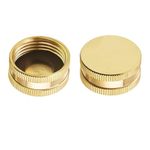 2 Pcs 3/4" Brass Garden Hose Caps RUIFUNETEK Garden Hose Connector Cap with Washer, Garden Hose End Caps, Hose Female End Brass Caps for Outdoor Faucet Replacement