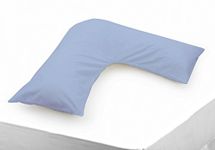 Belledorm Blue V shaped pillow case cover with poppers - 200 thread count percale - pregnancy maternity orthopaedic support nursing (Sky Blue)