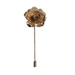 Gold Handmade Metal Flower/Rose Lapel Pin, Buttonhole, Corsage, Boutonniere