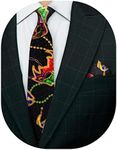 Vittorio Farina Mardi Gras Necktie & Matching Pocket Square Set (Mardi #5: Colorful Black Mask)