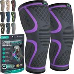 MODVEL 2 Pack Knee Braces for Men & Women Knee Compression Sleeves for Weightlifting - Knee Brace for Plus Size and Joint Pain