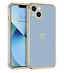 GUAGUA Case for iPhone 13, iPhone 13 Cases Cute Heart Pattern Soft TPU Plating Cover for Women Girls with Camera Protection & 4 Corners Shockproof Protection Phone Cases for iPhone 13 6.1" Grey Green