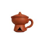 Village Decor Clay Sambrani Holder with lid Brown Color/Incense Holder -Pack 1 Dia :5 inch