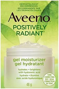 Aveeno Positively Radiant Gel Moisturizer - Dry Skin Lotion - Daily Face & Neck Cream - Hyaluronic Acid & Soy - 45 grams