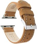 BARTON WATCH BANDS - Gingerbread Brown Leather & White Stitching Top Grain Leather Watch Bands Compatible with Apple Watch Models - 1, 2, 3, 4, 5, 6, 7, 8, 9, 10, SE, Ultra & Ultra 2 - (42mm/44mm/45mm/49mm)