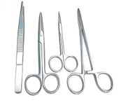 Forgesy Suturing Instrument Set of 4 pcs. (Toothed Forceps 6",Needle Holder 6",Iris Scissors Straight 4.5",Mayo Scissors Straight Size 6")