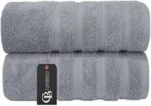 CASABELLA Premium Quality 2 Pk Silver Bath Sheets 100% Combed Cotton 650 GSM Jumbo Bath Sheet Set Quick Dry Towels Bath Sheets Highly Absorbent 2 Silver Extra Large Bath Towels