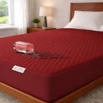 MY ARMOR Mattress Protector King Size | Waterproof Cotton Quilted Bed Protector King Size, 78x72 Inch | Breathable Noiseless Ultra Soft Fitted Cover with Elastic Skirting, 6.5x6 ft, Maroon