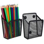 2 Pcs Magnetic Pen Holder for Fridge, Magnetic Pencil Holder, Metal Mesh Storage Basket Organizer for Whiteboard Refrigerator Locker Home Office Accessories (2pcs Magnetic Pen Holder for Fridge)