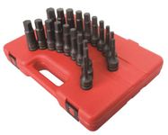 Sunex 2637, 1/2" Drive Impact Hex Driver Set, 20Piece, SAE/Metric, 1/4" - 3/4", 6mm - 19mm, Cr-Mo Steel, Dual Size Markings, Heavy Duty Storage Case, Meets ANSI Standards,