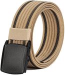 Men's Nylon Belt, Military Tactical Belt with YKK Plastic Buckle, Durable Breathable Canvas Belt for Work Outdoor Cycling Hiking Skiing,Adjustable for Pants Size Below 46inches (Beige)