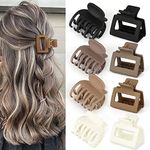 Small Square Hair Claw Clips for Thin Hair Double Row Teeth Hair Clips for Women and Girls 1.6" Medium Matte Non-slip Short Hair Accessories (8 Pcs, Natural Color)