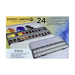 Daniel Smith Color Hand Poured Pan Set with BONUS Metal Box and Empty Half Pans, 24 Units (Pack of 1)