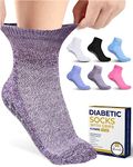 Pembrook 6 Pairs Diabetic Ankle Socks for Men & Women with Grips - 12 Colors Neuropathy Socks for Men | Non Slip Edema Socks, Bright Colors & Neutrals Pack - 6 Pairs, Medium