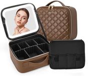 ZhenGuiRu Makeup Bag with LED Mirror, Makeup Train Case with Lighted Mirror, Portable Makeup Artist Organizer with Adjustable Dividers, Cosmetic Brush Holder Storeage