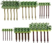 Darovly 30Pcs Palm Model Trees 1.97-3.54 inch (5-9cm) Green Palm Train Model Trees Diorama Scenery for Miniature Landscape Model Train Railways Building Decoration