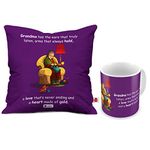 Indigifts Best Gift for Mom Mothers Day Birthday Anniversary Grandma Love Heart of Gold Purple Printed Small Cushion 12X12 with Filler Ceramic Mug Set of 2 Everyday Home Decor Gifting