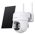 Cinnado Solar Security Camera Outdoor Wireless 2K CCTV Camera Systems House Security, Solar Battery Powered, PIR Detection, 360° Color Night Vision, Siren, Works with Alexa