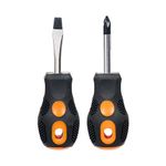 Invero Set of 2 Handy Short Compact Screwdriver Set - Ideal for General Use and Confined Spaces