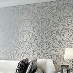 Warmiehomy Non-Woven Wallpaper Vintage Flower Pattern Damask Embossed Wallpaper Glitter 53cm x 10m Silver Grey for Living Room Bedroom