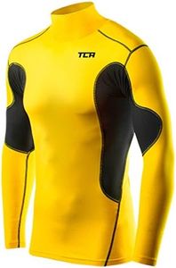 TCA Boys' SuperThermal Compression Base Layer Football Running Top Long Sleeve Thermal Under Shirt - Mock Neck - Sonic Yellow/Black, Youth - X-Large (12-14 Years)