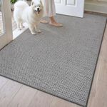 DEXI Front Door Mat Indoor, 36x56 Dirt Trapper Absorbent, Low Profile Non Slip Entrance Rug, Easy Clean Washable Inside Doormat for Entryway, Living Room, Laundry Room, Grey