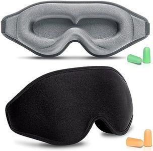 Sleep Mask for Men & Women, Sleep Eye Mask, 3D Eye Mask for Sleeping with Adjustable Strap, BeeVines Night Sleep Blindfold, Blackout Eye Covers for False Eyelash Extensions Yoga Travel (Black & Grey)