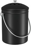 Utopia Kitchen Compost Bin for Kitchen Countertop - 1.3 Gallon Compost Bucket for Kitchen with Lid - includes 1 Spare Charcoal Filter (Black)