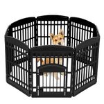 IRIS USA Dog Playpen, 8-Panel 86 cm Pet Playpen with Door, Indoor/Outdoor Dog Pen, 160 x 160 x 86, Foldable, Customizable, Black