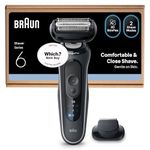 Braun Series 6 Electric Shaver, Up to 60 min, Wet & Dry Razor for Men with Precision Trimmer Attachment, Cordless, 100% Waterproof, 62-G1200SI, Grey