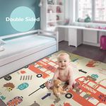 Koochie-Koo Bpa Free Extra Large Big Size Non Slip Reversible Bus & Road Print Baby Play Mat For Learning & Crawling,Foldable Foam Floor Mats For Toddlers Kids Play Room (6.5X5 Ft)